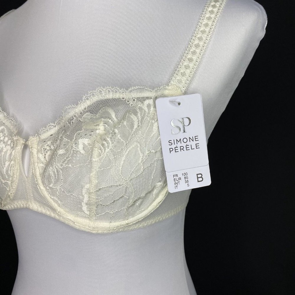 Simone Perele Paris Half Cup Bra 38B Promesse Demi Cup Natural Cream Unpadded - Picture 5 of 12
